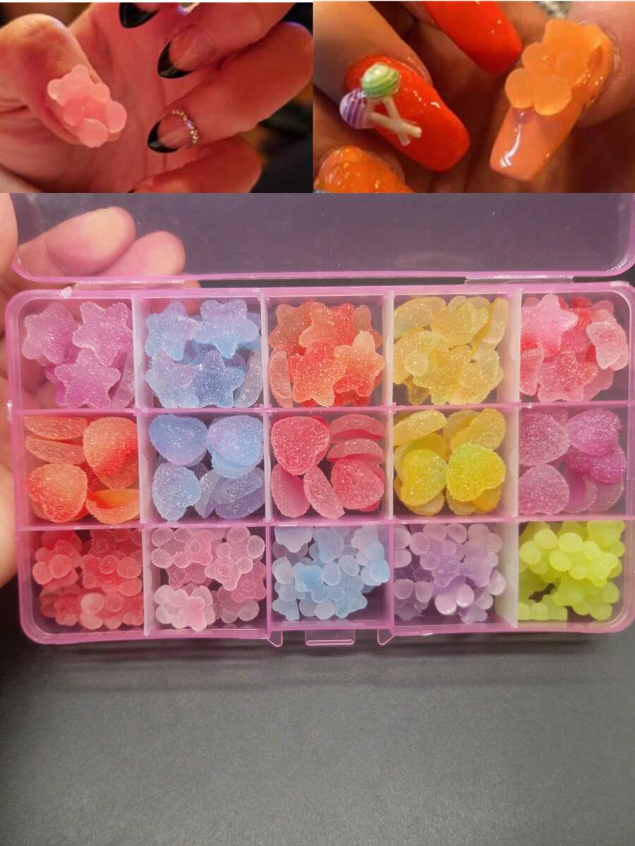 Kawaii配件指甲藝術吊飾120件糖果指甲藝術設計3d吊飾鑽石diy美甲