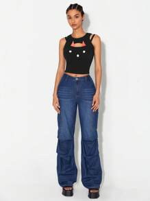 Bittersweet Top tank crop con estampado de dibujos animados - Negro - Ver 1