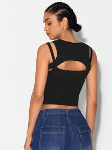 Bittersweet Top tank crop con estampado de dibujos animados - Negro - Ver 2