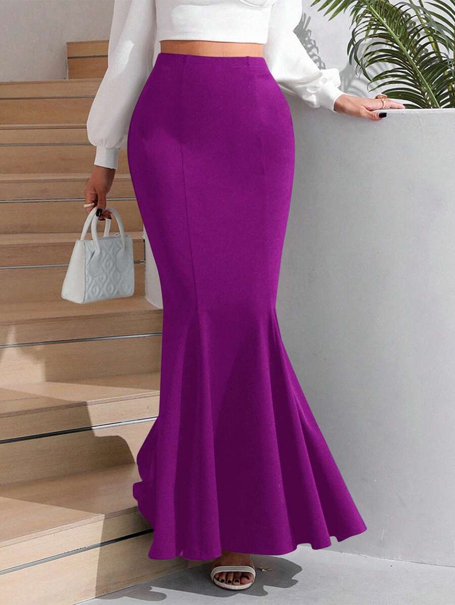 Firerie Falda bajo de sirena unicolor - Morado - Ver 1