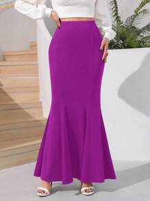 Firerie Falda bajo de sirena unicolor - Morado - Ver 3