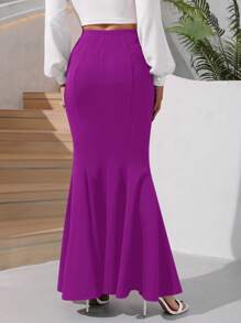Firerie Falda bajo de sirena unicolor - Morado - Ver 4