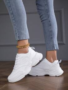 Giày thể thao đế dày thường ngày Unisex, giày vải trắng cho thể thao ngoài trời - trắng - Xem 3