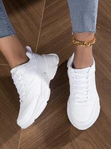 Giày thể thao đế dày thường ngày Unisex, giày vải trắng cho thể thao ngoài trời - trắng - Xem 5