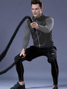 Conjunto Deportivo De 4 Piezas Para Hombre Con Diseño Gráfico De Letras, Traje Atlético, Chándal - Multicolor - Ver 3