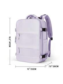 Solid Colour Laptop Backpack For Business - Mauve Purple - View 6