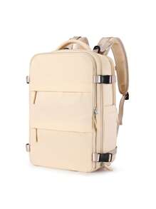 Solid Colour Laptop Backpack For Business - Apricot - View 7
