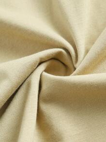 SHEIN Maternity Solid V-Neck Short Sleeve Casual Versatile T-Shirt - Khaki - View 7