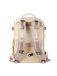 Solid Colour Laptop Backpack For Business - Apricot - View 9