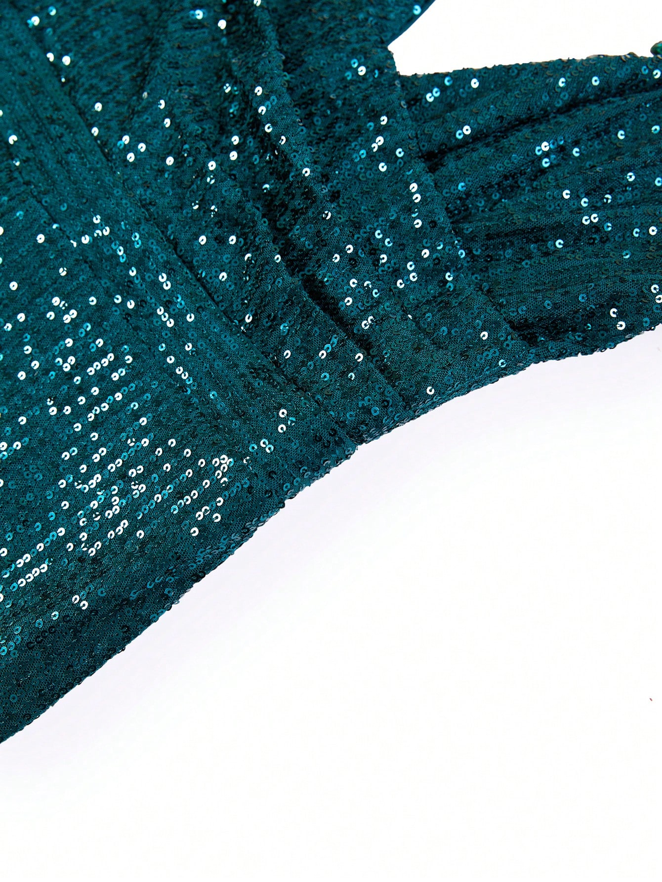 Surplice Neck Sequin Flare Leg Jumpsuit SHEIN UK