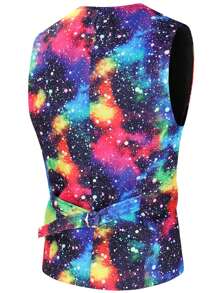 男士隨機圖案前紐扣馬甲 - 彩色 - 查看 4