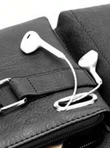 男款斜挎肩背包公文包手提包手提包男式信使包手提包手提電腦包大容量商務時尚復古pu皮革男士禮物男友生日紀念日斜挎包斜背包側背包黑色包包極簡主義老式商務休閒旅行度假手提包 - 黑色 - 查看 3