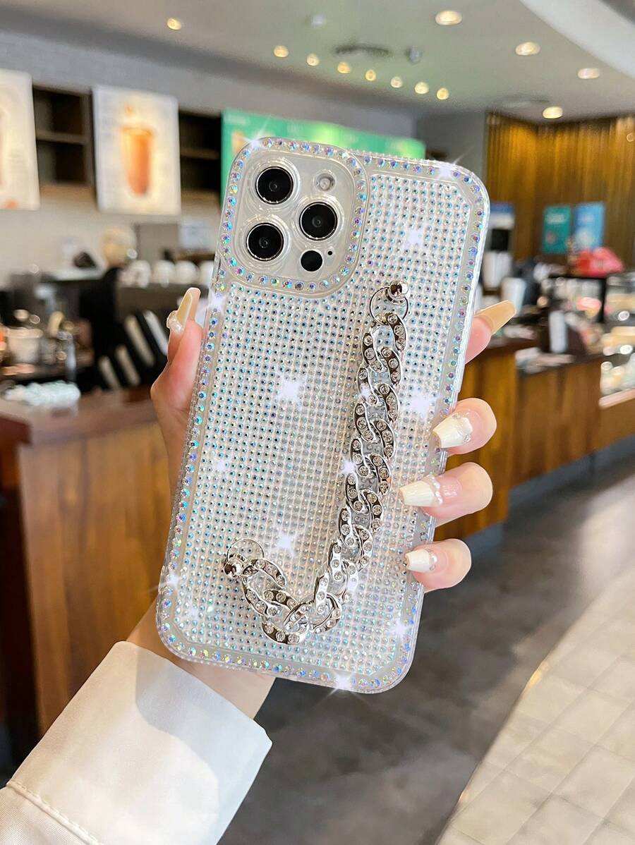 Vỏ điện thoại trang trí rhinestone có dây đeo tay - Nhiều màu - Xem 1