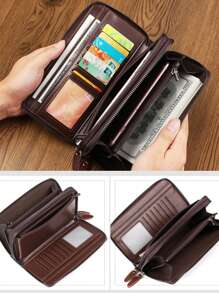 Bolsa Vintage para Homens, Bolsa com Alça de Mão e Punho, Bolsa para Celular, Carteira de Embreagem Multiuso para Homens, Carteira, Carteira Longa, Carteira com Alça de Pulso
