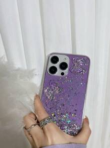 Vỏ điện thoại chống rơi trang trí nơ & sequin - Màu tím - Xem 4