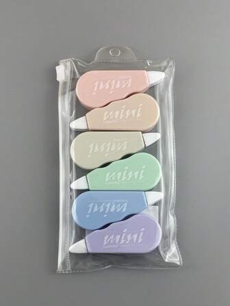 6入組字母圖形迷你修正帶學生創意便攜式塗白修正帶辦公室