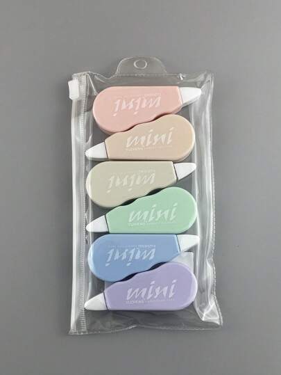 6pcs Letter Graphic Mini Correction Tape, Creative Portable Whiteout Correction Tape For School Student, Office Back To School