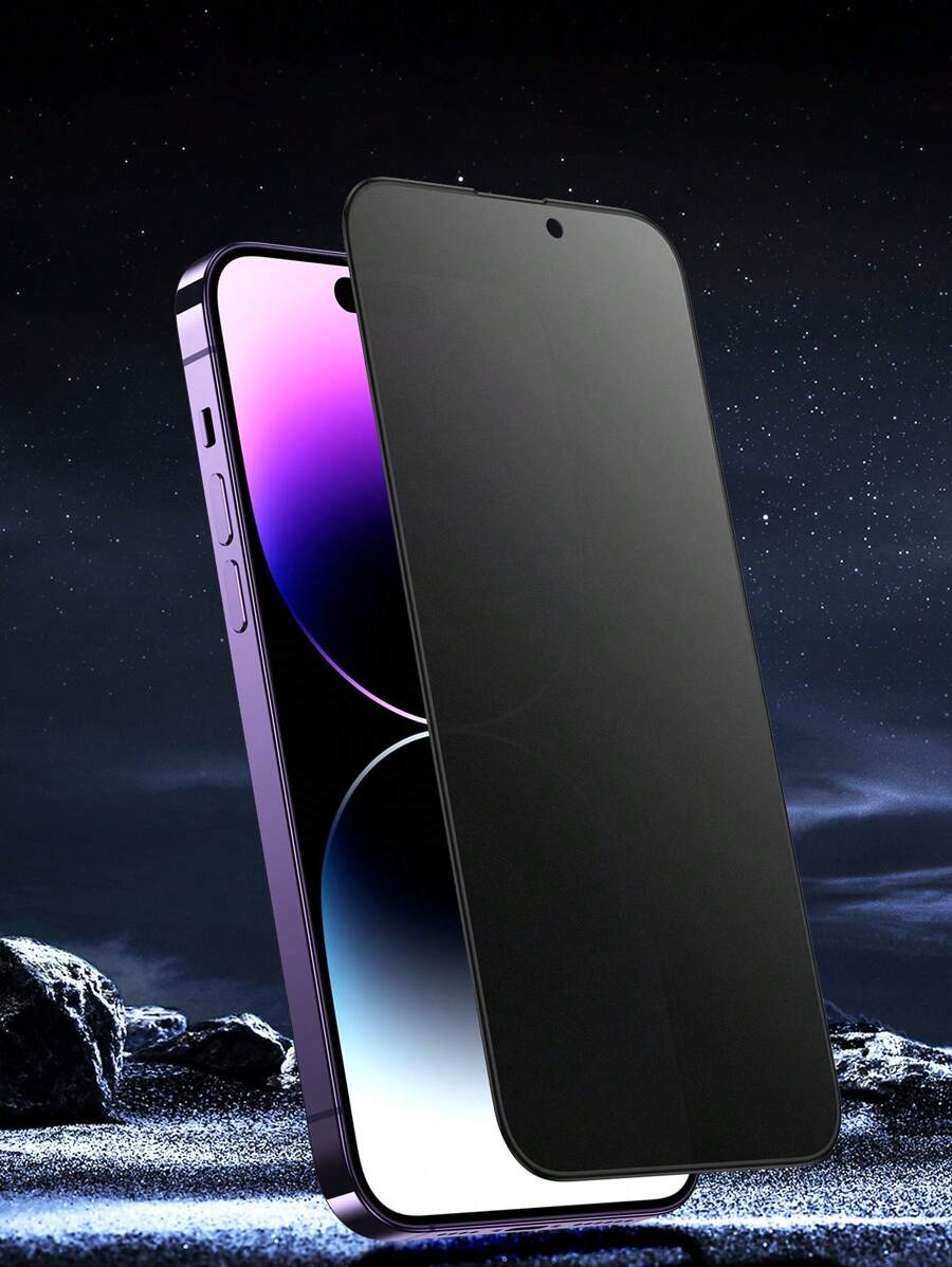 1 件装 Apple 全屏磨砂碳纤维防窥防摔屏幕保护膜 适用于 iPhone 11-16 Pro Max - 黑色 - 查看 1