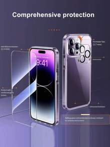 3pcs HD Screen Protection Film & Clear Phone Case & Lens Protector Compatible With IPhone 16/16 Plus/16 Pro/16 Pro Max/15/15Pro/15Plus/15Promax - Clear - View 3