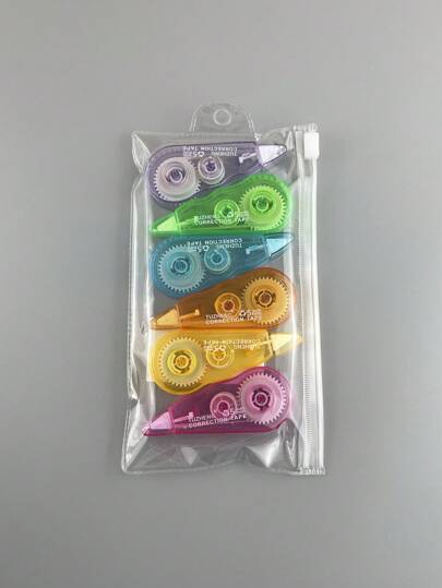 6 piezas Cinta de corrección de blanqueamiento con estampado de letra mini corrección creativo portátil para escuela oficina