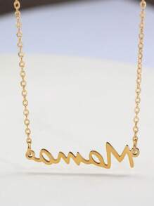1 pieza Collar con colgante de acero inoxidable con la letra MAMA para el Día de la Madre, regalo personalizado - Dorado - Ver 3