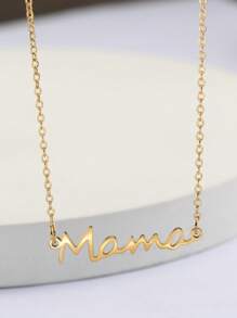 1 pieza Collar con colgante de acero inoxidable con la letra MAMA para el Día de la Madre, regalo personalizado - Dorado - Ver 5