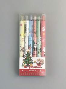 6入組聖誕小鹿和樹紋凝膠可愛便攜中性筆適用於繪畫 - 彩色 - 查看 1