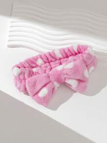 SHEIN Basic living 1pc Polka Dot Pattern Bath Headband, Modern Polyester Bath Headband For Home Christmas For Holiday Gift Giving Home Bathroom Decor Summer