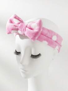 SHEIN Basic living 1pc Polka Dot Pattern Bath Headband, Modern Polyester Bath Headband For Home Christmas For Holiday Gift Giving Home Bathroom Decor Summer