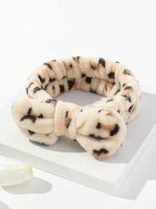 1pc Leopard Pattern Bath Headband, Modern Polyester Facial Makeup Headband For Bathroom Christmas For Holiday Gift Giving Home Bathroom Decor Summer