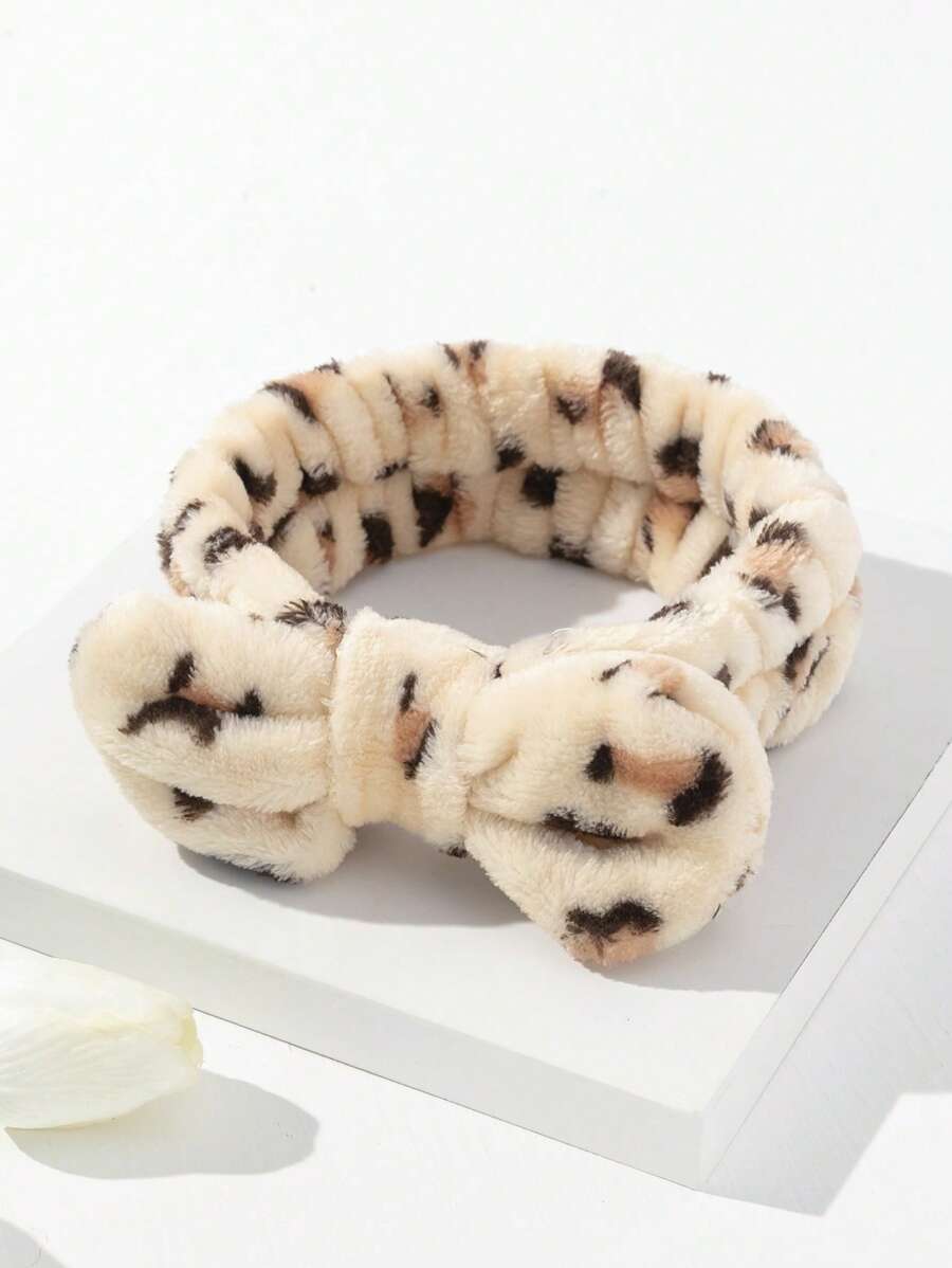 1pc Leopard Pattern Bath Headband, Modern Polyester Facial Makeup Headband For Bathroom Christmas For Holiday Gift Giving Home Bathroom Decor Summer