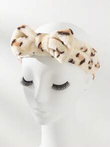 1pc Leopard Pattern Bath Headband, Modern Polyester Facial Makeup Headband For Bathroom Christmas For Holiday Gift Giving Home Bathroom Decor Summer