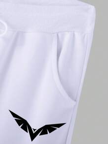 Manfinity Homme 男士鳥印花T恤和運動褲 - 白色 - 查看 8