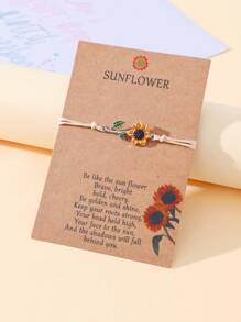 Goodwaro 1pc Elegant Alloy & Enamel Sunflower Beaded Bracelet With Delicate Card Package Perfect For Women's Daily Wear Valentines,Mom,Mother,Mother's Day,Gift - Multicolor - View 13