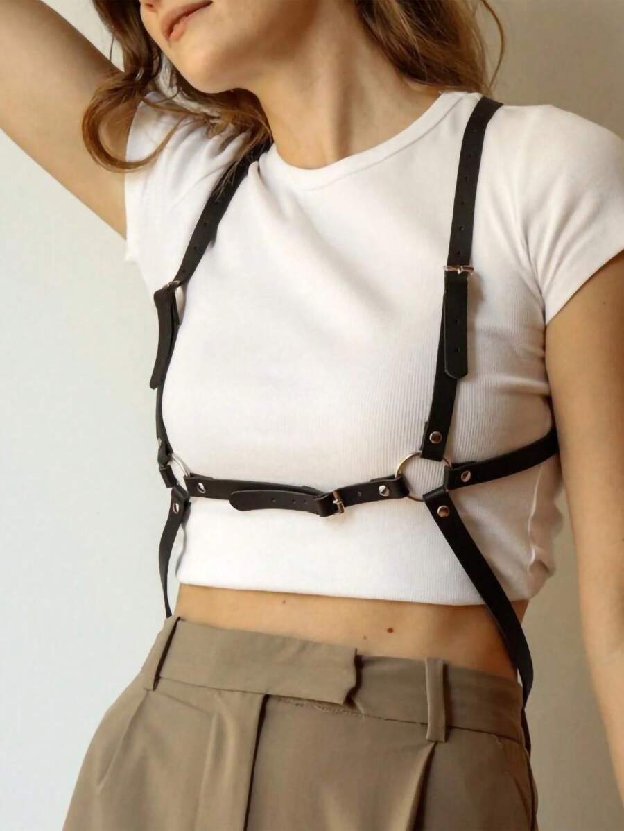 Cinturón arnés vinculado con aro - Negro - Ver 1