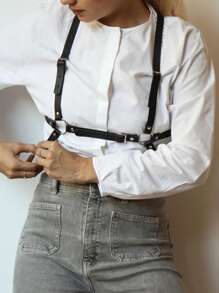 Cinturón arnés vinculado con aro - Negro - Ver 2