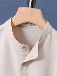 Boys Letter Graphic Shirt & Drawstring Waist Shorts - Multicolor - View 5