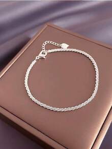 2pcs Heart Charm Bracelet - Silver - View 3