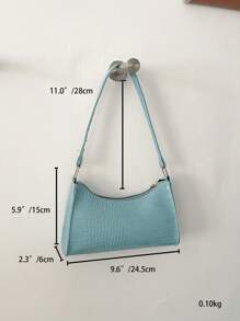 鱷魚壓紋法棍包 - 淺藍色 - 查看 6