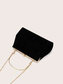 情人節禮物大容量金屬框手拿包,簡約浪漫新設計晚宴手提包適用於婚禮 - 黑色 - 查看 5