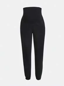 SHEIN Quần bầu bằng vải nỉ bông mềm mại, cạp điều chỉnh được, túi chéo. - màu đen - Xem 5