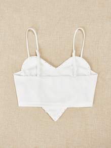 SHEIN ICON Pearls Beaded Crop Cami Top - White - View 2