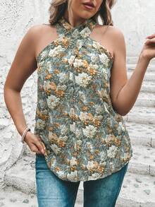 SHEIN Clasi Top halter con estampado floral - Multicolor - Ver 4