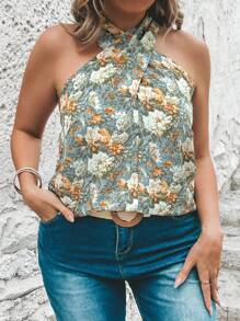 SHEIN Clasi Top halter con estampado floral - Multicolor - Ver 1