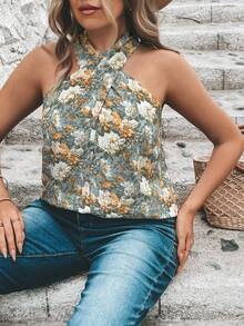 SHEIN Clasi Top halter con estampado floral - Multicolor - Ver 6
