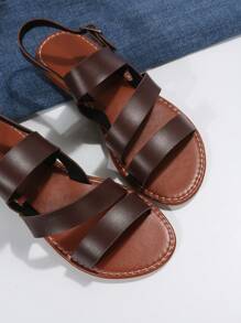 Xăng đan quai hậu màu nâu trang nhã cho nữ, Xăng đan quai hậu trang trí khóa cài - Màu nâu Sô-cô-la - Xem 6