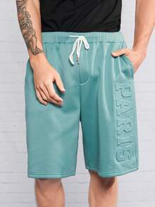 Manfinity RebelGame Men Letter Graphic Drawstring Waist Shorts - Mint Green - View 2