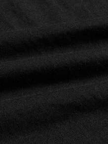 SHEIN EZwear 標語圖案短款T恤 - 黑色 - 查看 10