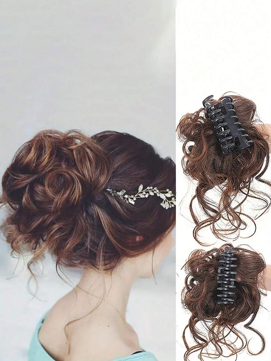 Kẹp Vuốt Ngắn Xoăn Tổng Hợp Updo - Màu nâu  Mocha - Xem 1