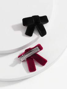 2入組女士蝴蝶結裝飾可愛鴨嘴夾適用於頭髮裝飾用品 - 彩色 - 查看 2